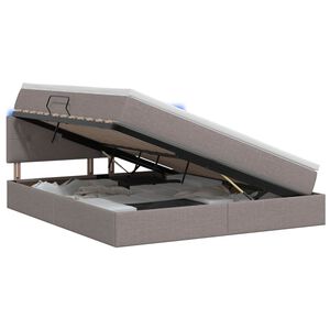 vidaXL LED-Speicherbett mit Matratze Taupe 160 x 200 cm Stoff
