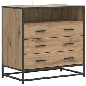 vidaXL Schubladenschrank 3-Schublade Artisan-Eiche 70 x 41 x 70 cm