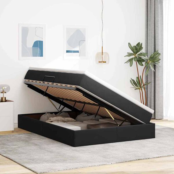vidaXL Aufbewahrungsbett mit Matratze Schwarz 140 x 190 cm Samt