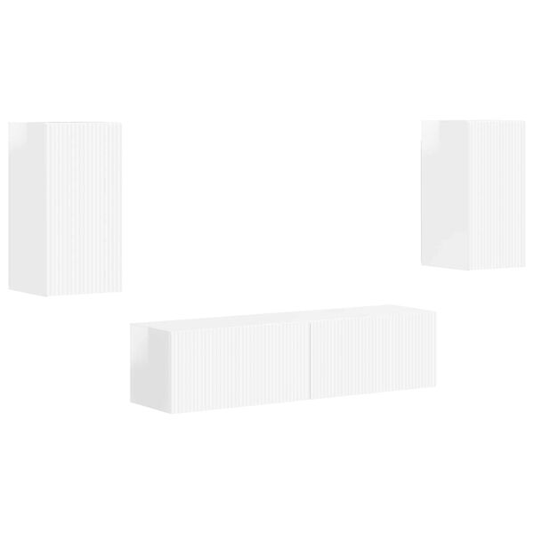 vidaXL TV-Schrankset 4 pcs Hochglanz Wei&szlig; Holzwerkstoff