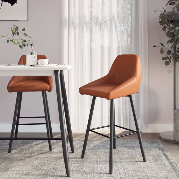 vidaXL Barhocker 2 Stk. Hellbraun Kunstleder