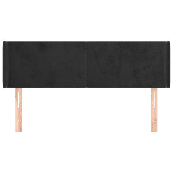 vidaXL Kopfteil mit Ohren Schwarz 147x16x78/88 cm Samt