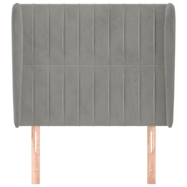 vidaXL Kopfteil mit Ohren Hellgrau 93x23x118/128 cm Samt