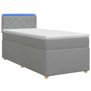 vidaXL Boxspringbett mit Matratze Hellgrau 80 x 200 cm Stoff