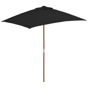 vidaXL Sonnenschirm mit Holzmast Schwarz 150x200 cm