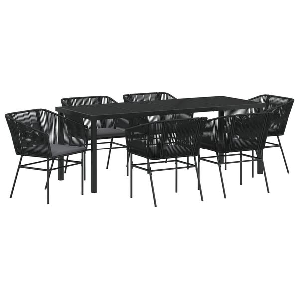 vidaXL Garten Essgruppe 7 pcs Schwarz Pulverbeschichteter Stahl