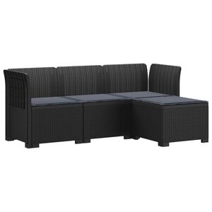 vidaXL 4-Sitzer Garten Sofa mit Kissen Rattan Look PP Anthrazit