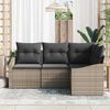 vidaXL Gartensofa-set mit Kissen mit Speicher 4 pcs Grau Poly-Rattan