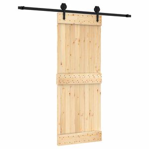 vidaXL Schiebet&uuml;r Nat&uuml;rlich und Schwarz 80 x 210 cm Massivkiefer