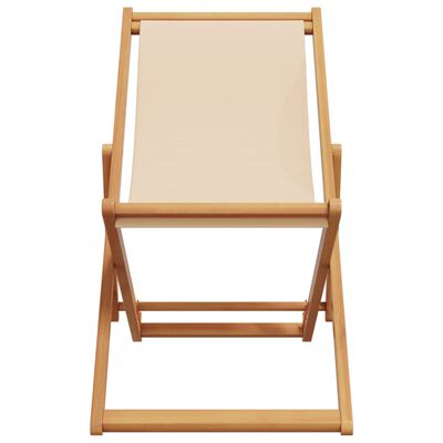 vidaXL Strandstuhl Klappbar Beige Massivholz Eukalyptus und Stoff