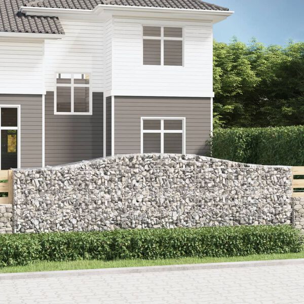 vidaXL Gabionen mit Hochbogen 25 Stk 400x50x120/140cm Verzinktes Eisen