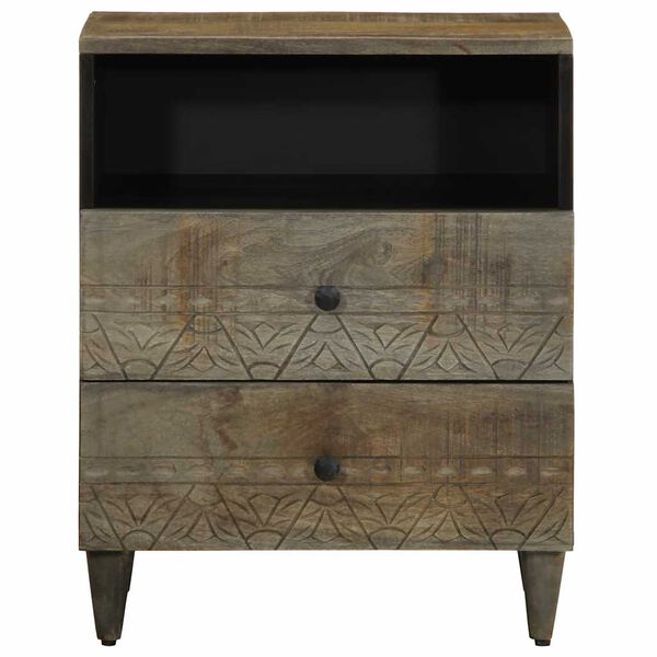 vidaXL Nachttisch Hellgrau 50x33x60 cm Massivholz Mango