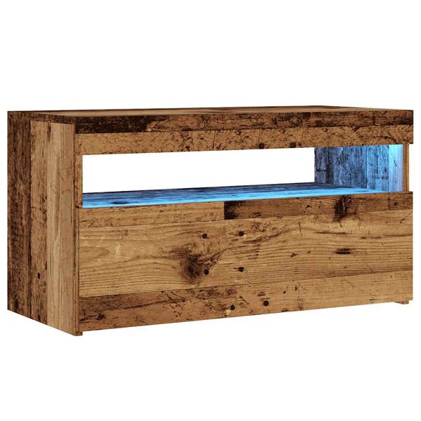 vidaXL TV-Schrank mit LED-Leuchten Altholz-Optik 75x35x40 cm