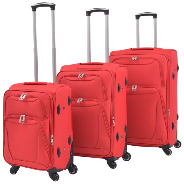vidaXL 3-tlg. Weichgep&auml;ck Trolley-Set Rot