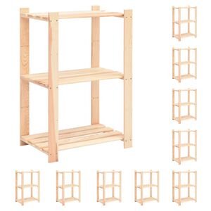 vidaXL Lagerregale 3 B&ouml;den 10 Stk. 60x38x90cm Massivholz Kiefer 150kg