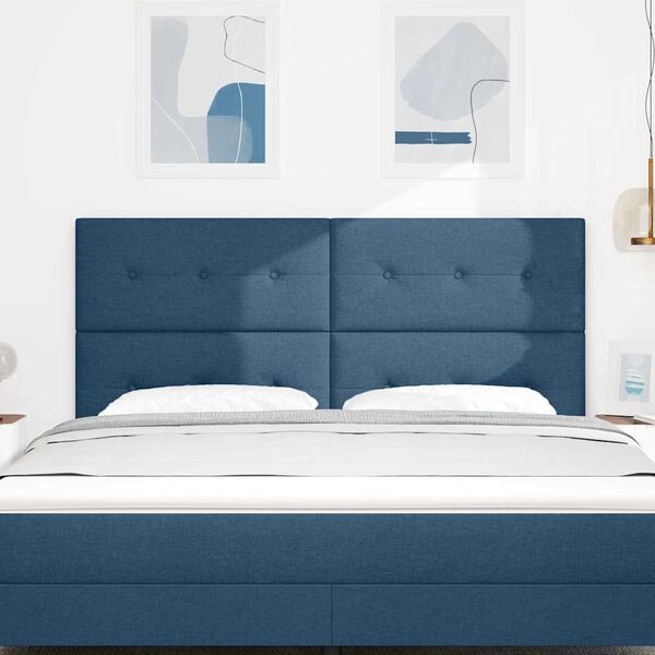 vidaXL LED Kopfteil mit LED-Lichtleisten Blau 180 cm Polyester