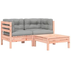 vidaXL Gartensofa mit Kissen und Hocker 2-Sitzer