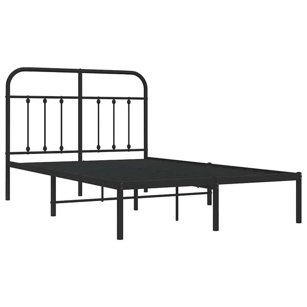 vidaXL Bettgestell mit Kopfteil Metall Schwarz 120x190 cm