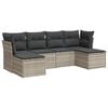 vidaXL 6-tlg. Garten-Sofagarnitur mit Kissen Hellgrau Poly Rattan