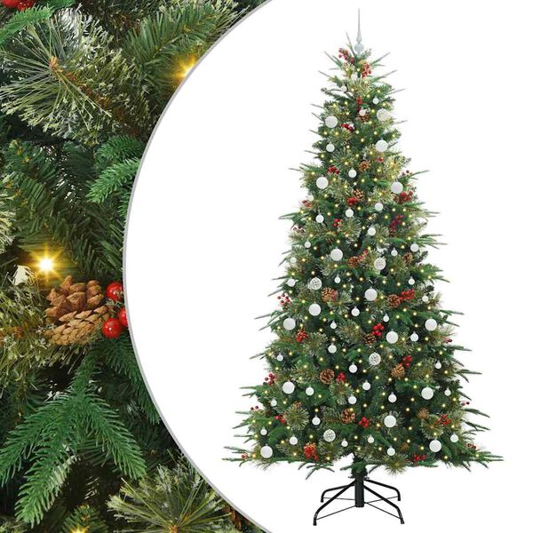 vidaXL K&uuml;nstlicher klappbarer Weihnachtsbaum Gr&uuml;n 240 cm PE und PVC