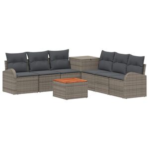 vidaXL Sofa Set 8 stk. Grau und Dunkelgrau Polyrattan und Stahl