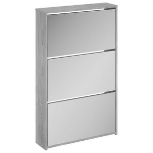 vidaXL Schuhschrank mit Spiegel 3 F&auml;cher Grau Sonoma 63x17x102,5 cm
