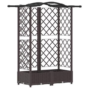 vidaXL Hochbeet mit Rankgitter und Dach Braun 124 x 40 x 123 cm PP