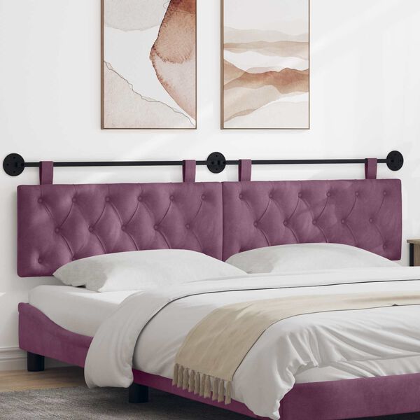 vidaXL H&auml;ngevorderseite Wandmontiert Lila 210 x 55 x 7 cm Samt