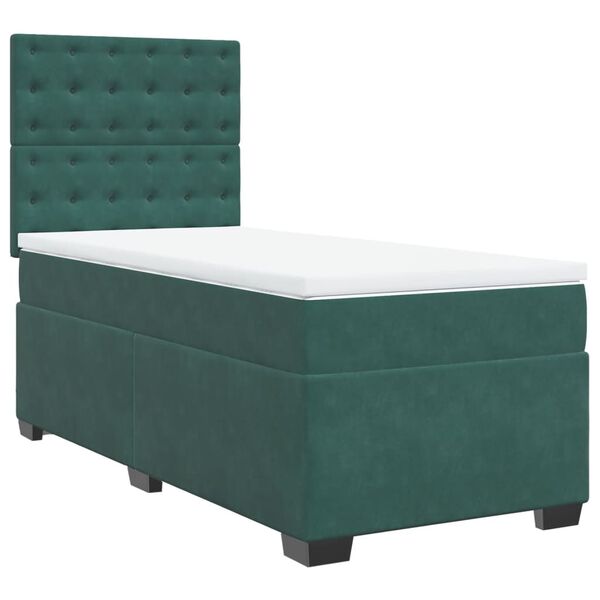 vidaXL Boxspringbett mit Matratze Dunkelgr&uuml;n 90x190 cm Samt