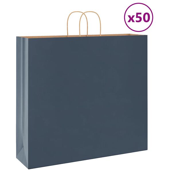 vidaXL Papiertragetaschen 50 Stk. mit Henkeln Blau 54x15x49 cm