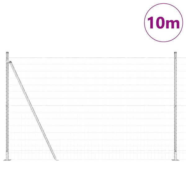 vidaXL Zaun mit Pfosten Silber 1,6 x 10 m Stahl
