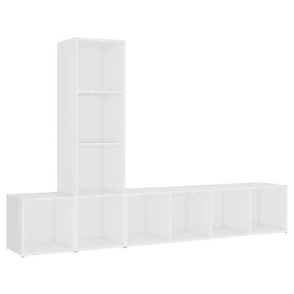 vidaXL 3-tlg. TV-Schrank-Set Wei&szlig; Holzwerkstoff
