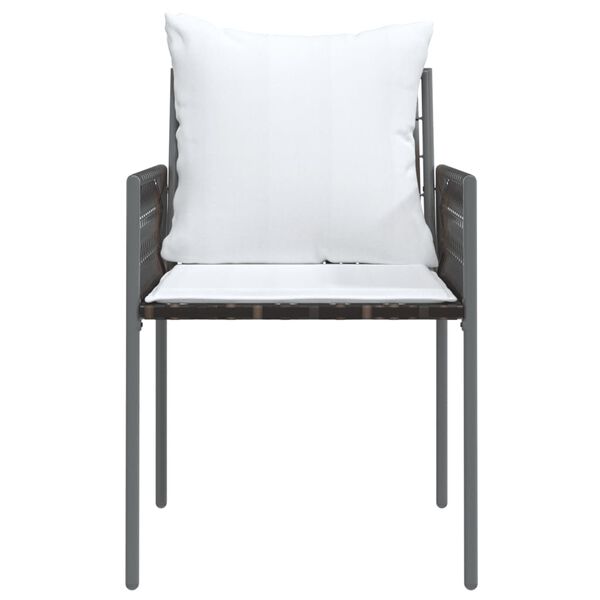 vidaXL Gartenst&uuml;hle mit Kissen 4 Stk. Braun 54x61x83 cm Poly Rattan