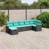 vidaXL 7-tlg. Garten-Sofagarnitur mit Kissen Grau Poly Rattan