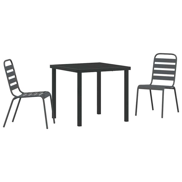 vidaXL Garten Essgruppe 3 pcs Anthrazit Pulverbeschichteter Stahl