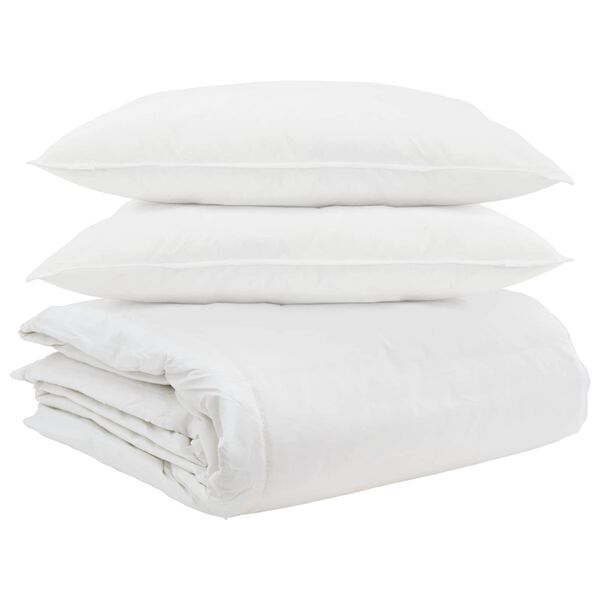vidaXL Bettdecken Set mit Kissen 3 pcs Wei&szlig; Daunenfeder