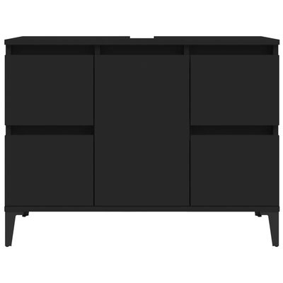 vidaXL Waschbeckenunterschrank Schwarz 80x33x60 cm Holzwerkstoff