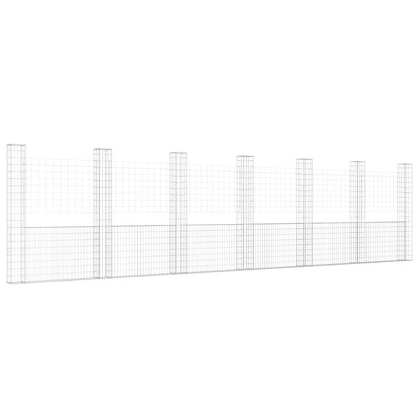vidaXL Gabionenkorb U-Form mit 7 S&auml;ulen Eisen 740x20x200 cm