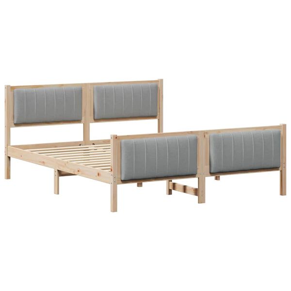vidaXL Bettgestell Braun und hellgrau 150 x 200 cm Massivholz Kiefer