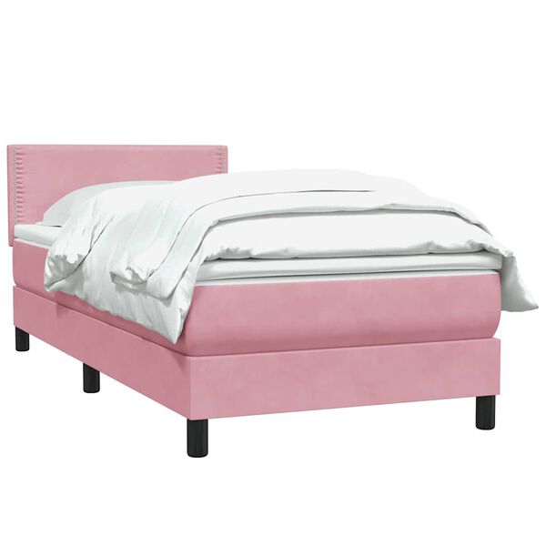 vidaXL Boxspringbett mit Matratze Rosa 80x220 cm Samt