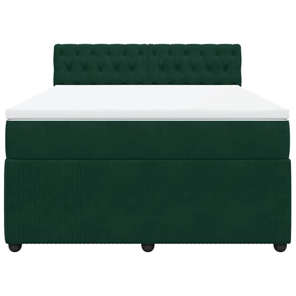 vidaXL Boxspringbett mit Matratze Dunkelgr&uuml;n 160x200 cm Samt