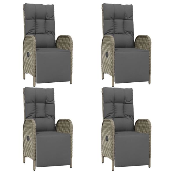vidaXL 5-tlg. Garten-Essgruppe mit Kissen Grau Poly Rattan