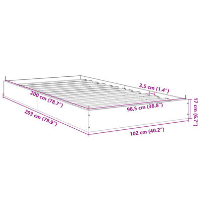 vidaXL Bettgestell ohne Matratze Räuchereiche 100x200 cm Holzwerkstoff