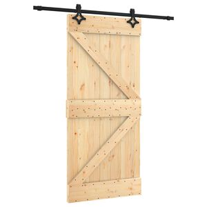 vidaXL Schiebet&uuml;r Nat&uuml;rlich und Schwarz 95 x 210 cm Massivkiefer