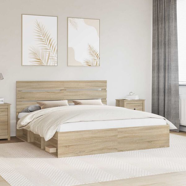 vidaXL Bettrahmen Sonoma 180 x 200 cm Massives Kiefernholz