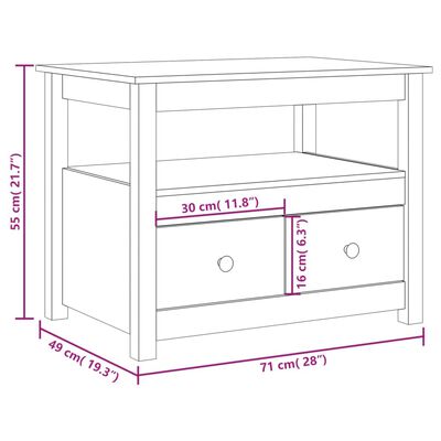 vidaXL Couchtisch Schwarz 71x49x55 cm Massivholz Kiefer