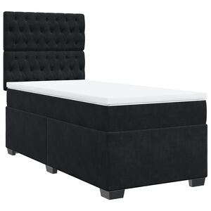 vidaXL Boxspringbett mit Matratze Schwarz 100x200 cm Samt