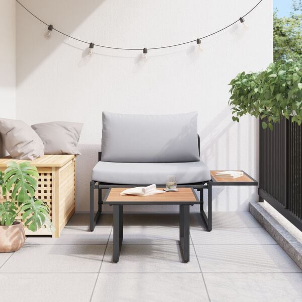vidaXL Garten-Sofa-Set 2 pcs Hellgrau Stahl