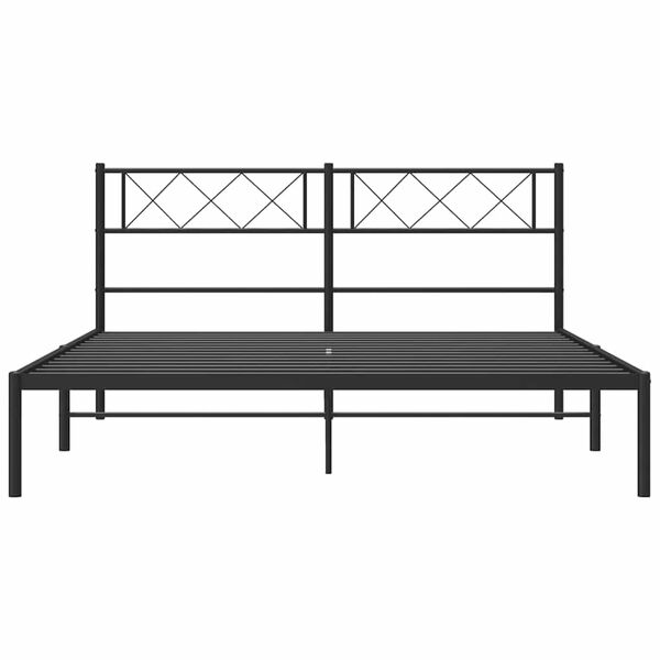 vidaXL Bettgestell mit Kopfteil Metall Schwarz 160x200 cm