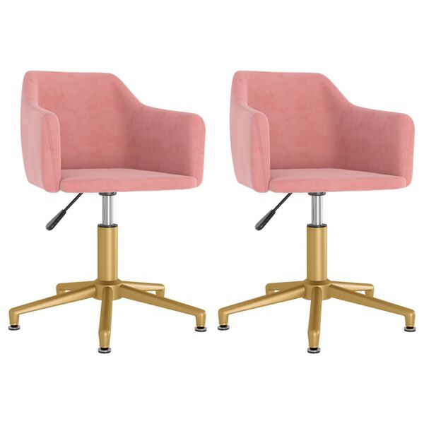 vidaXL Esszimmerst&uuml;hle 2 Stk. Drehbar Rosa Samt
